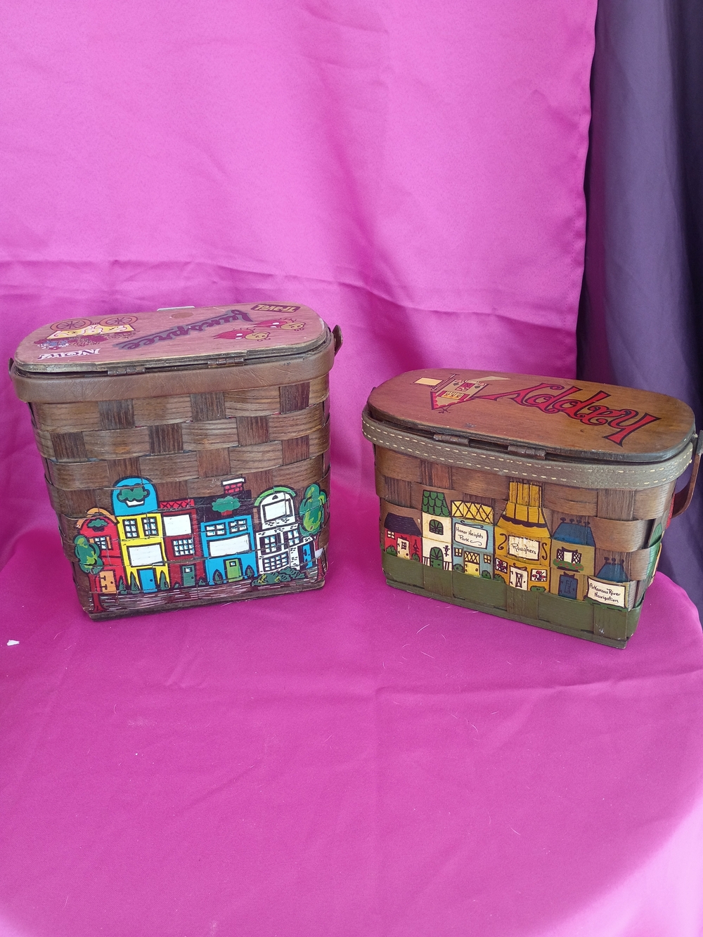 Caro Nan Hand Painted Vintage Baskets - Set of 2 - Picture 5 of 16
